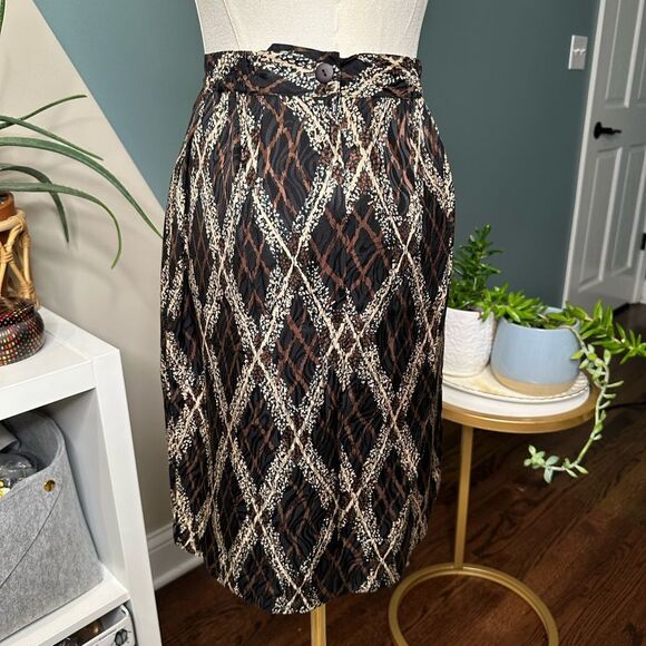 Vintage 90s Jacqueline Ferrar 100% Silk Skirt Abstract Print Petite Size 2 Lined - Picture 6 of 14